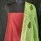 Aartyz Red Kurti Fabric With Block Printed Parrot Green Silk Dupatta