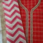 Aartyz Red Silk Kurti Fabric With Chanderi Dupatta