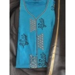 Aartyz Blue Embroidered Kurti Fabric With Dupatta