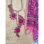 Aartyz Cream & Pink Designer Kurti Fabric With Dupatta