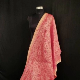 Aartyz Floral Printed Silk Dupatta | Light pink