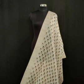 Aartyz Floral Printed Silk Dupatta | White