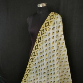 Aartyz Floral Printed Soft Silk Dupatta | White