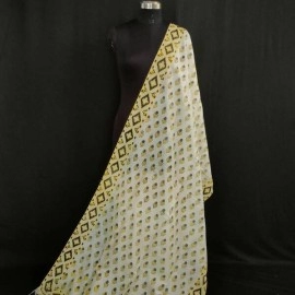 Aartyz Floral Printed Soft Silk Dupatta | White