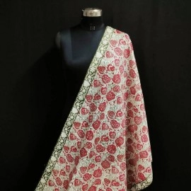 Aartyz Off White Floral Silk Dupatta