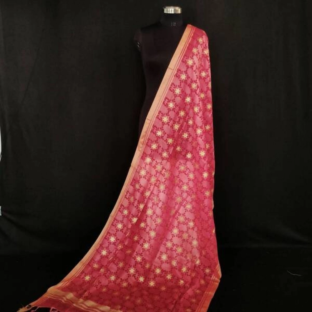 Aartyz Floral Star Soft Silk Dupatta | Light pink