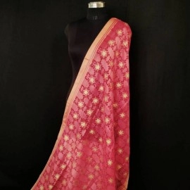 Aartyz Floral Star Soft Silk Dupatta | Light pink