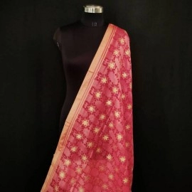 Aartyz Floral Star Soft Silk Dupatta | Light pink