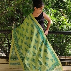 Aartyz Soft Silk Dupatta | Parrot Green 