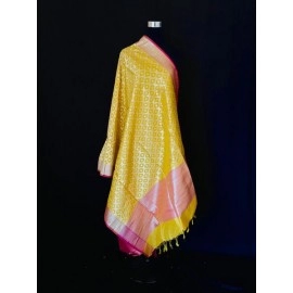 Aartyz Pure Banarasi Yellow Silk Dupatta