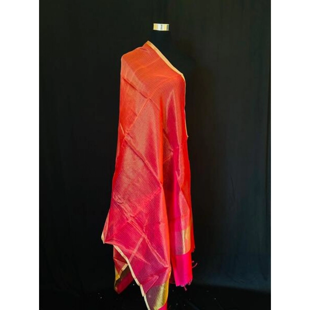 Aartyz Solid Peach Soft Silk Dupatta