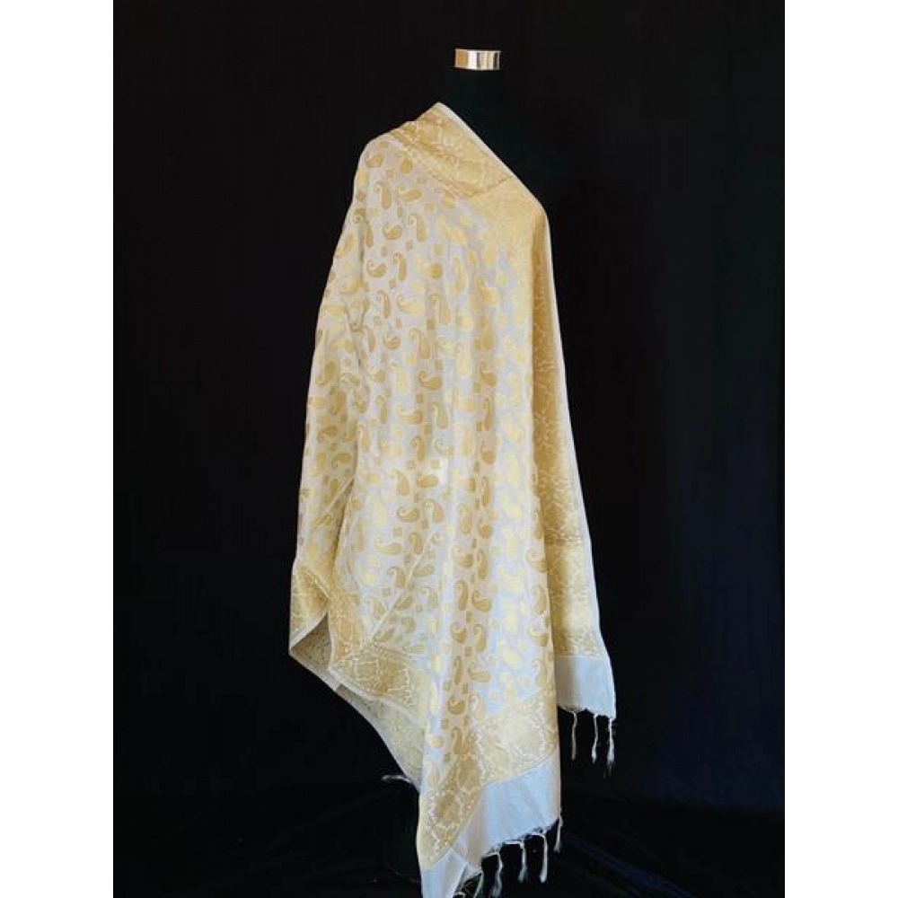 Aartyz Off-White Banarasi Silk Dupatta