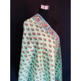 Aartyz Floral Print Sea Green Silk Dupatta