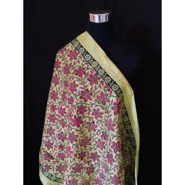 Aartyz Light Green Floral Silk Dupatta