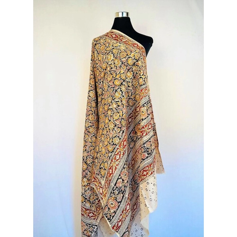 Aartyz Kalamkari Black Cotton Dupatta