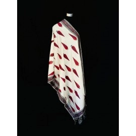 Aartyz White and Red Tree Print Dupatta