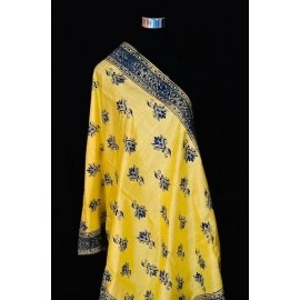 Aartyz Yellow and Blue Printed Silk Dupatta