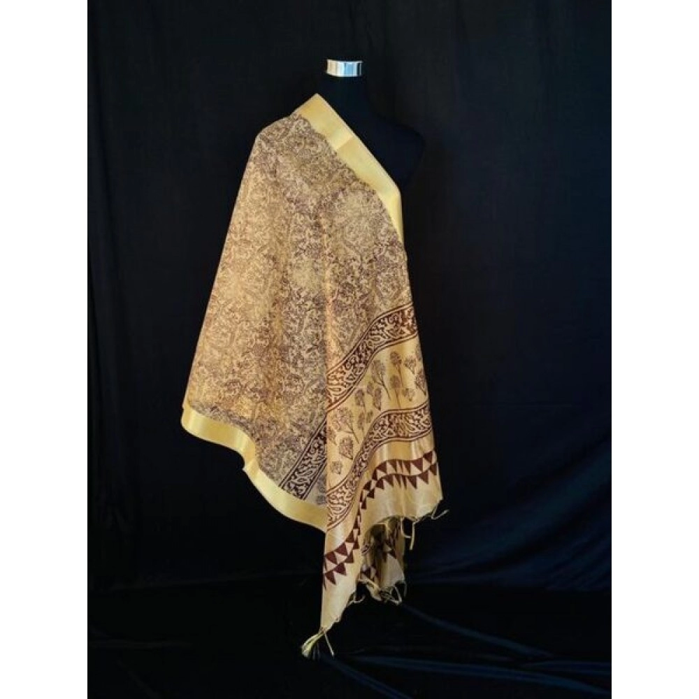 Aartyz Light Brown Chanderi Silk Dupatta
