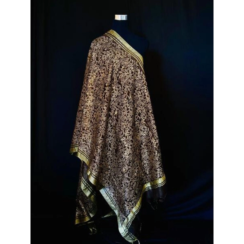 Aartyz Golden and Brown Silk Dupatta
