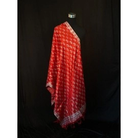 Aartyz Paisley Printed Red Silk Dupatta