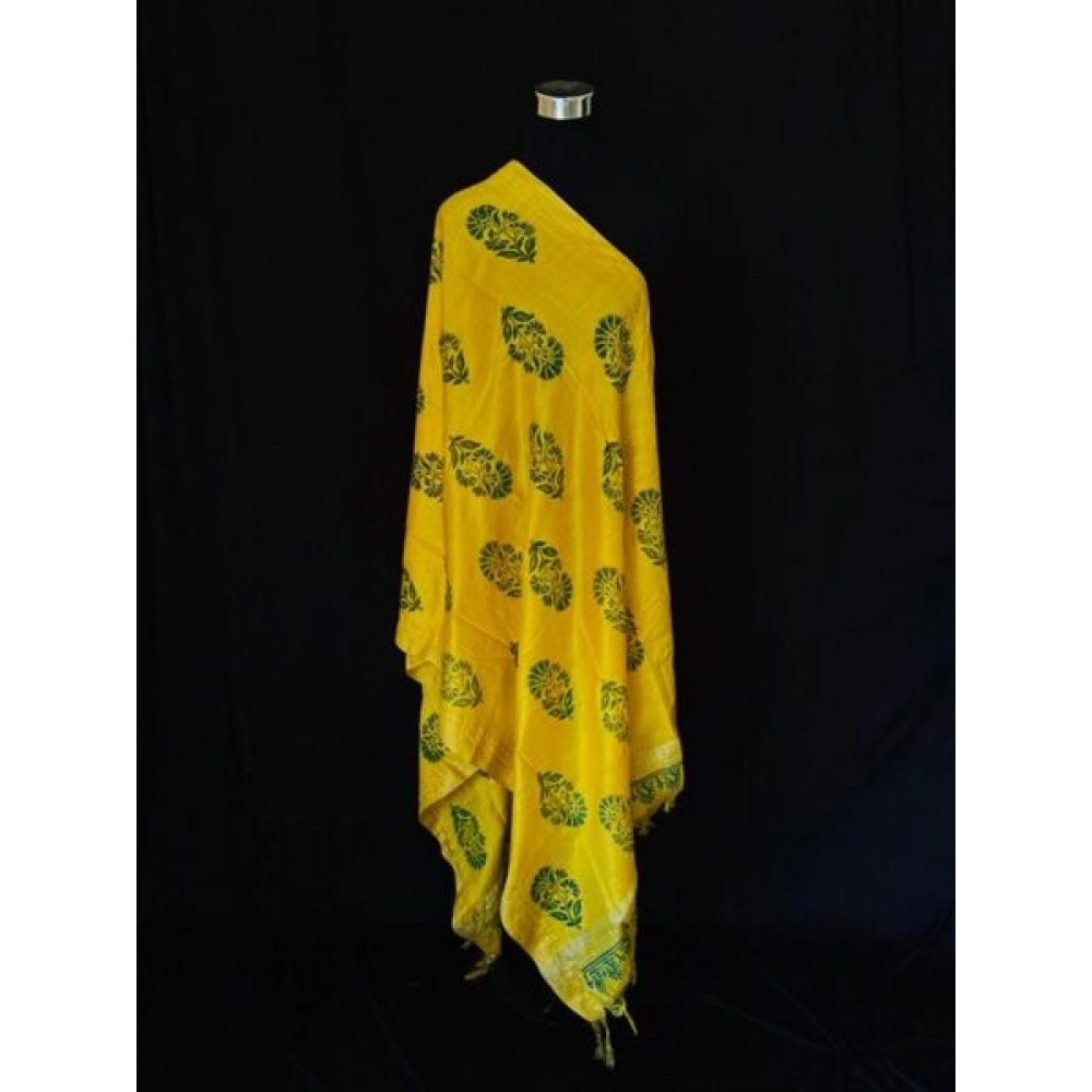 Aartyz Bright Yellow Silk Dupatta