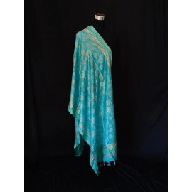 Aartyz Blue and Golden Silk Dupatta