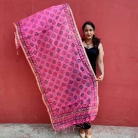 Aartyz Pink Chanderi Cotton Dupatta