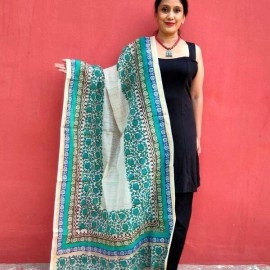 Aartyz Lotus Printed Silk Dupatta