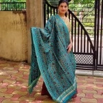 Aartyz Lotus Printed Silk Dupatta | Blue