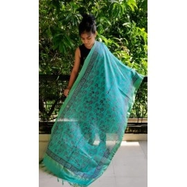 Aartyz Sea Blue Silk Dupatta