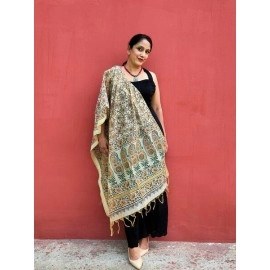 Aartyz Orange Floral Chanderi Dupatta