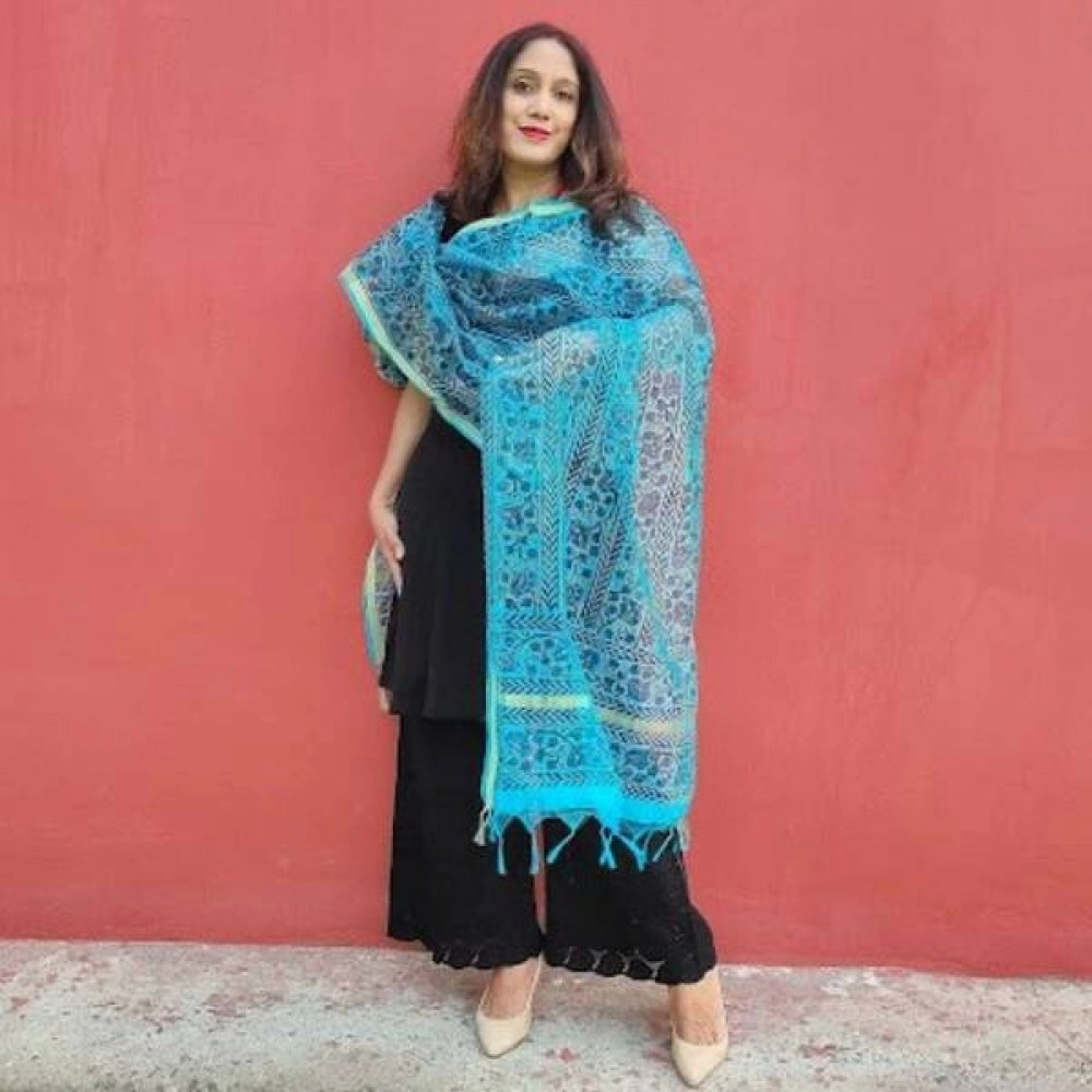 Aartyz Blue Chanderi Dupatta