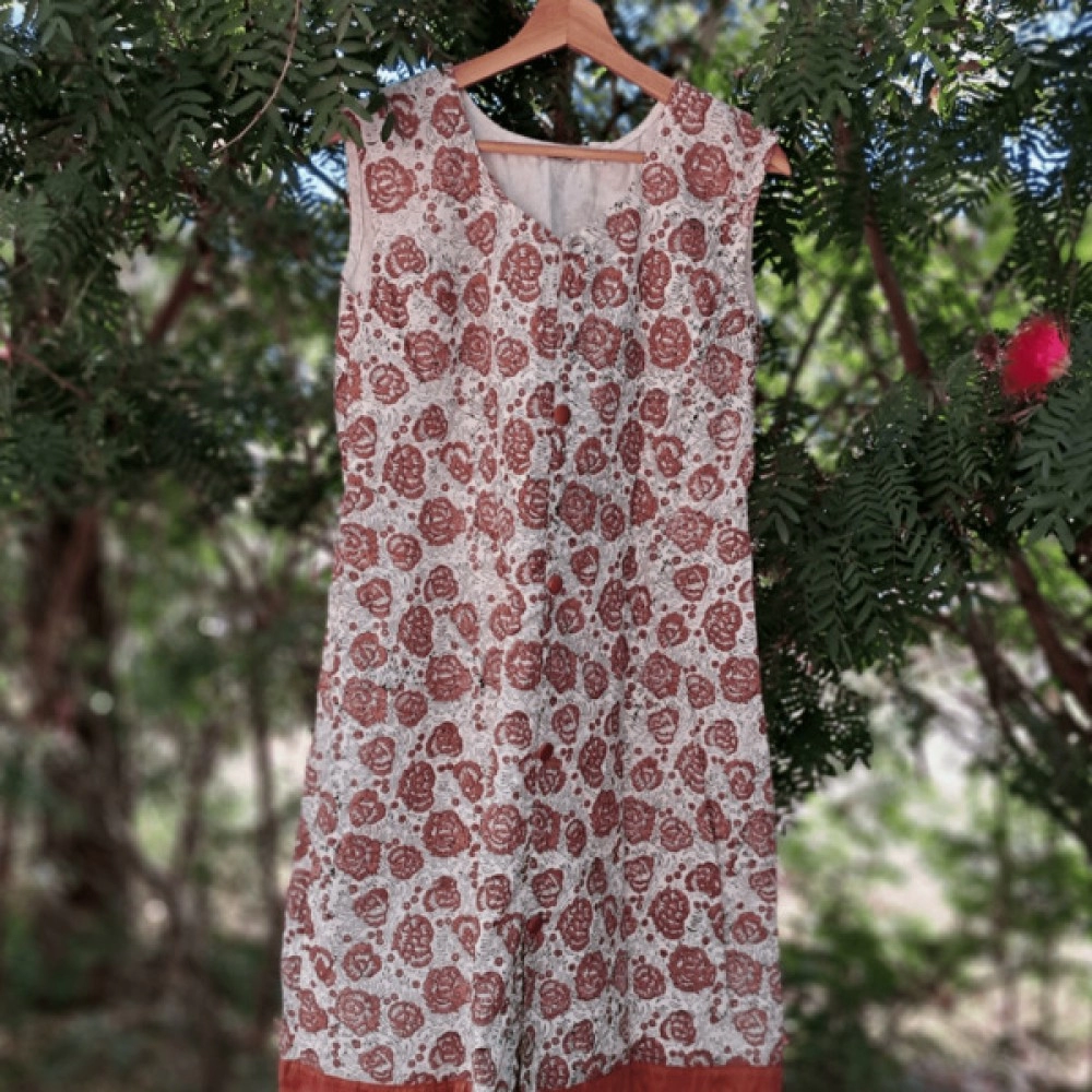 Aartyz Brown & White Cotton One Piece