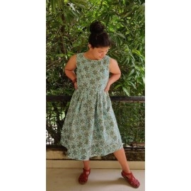 Aartyz Block Printed Frock in Floral Print
