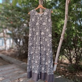 Aartyz Steel Grey Cotton One Piece For Summer Wear