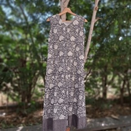 Aartyz Steel Grey Cotton One Piece For Summer Wear