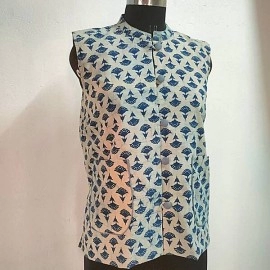 Aartyz Indigo Cotton Off-White Jacket