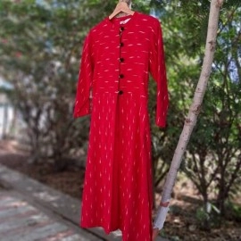 Aartyz Long Ikat Jacket | Red