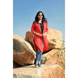 Aartyz Long Ikat Jacket | Red