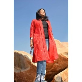 Aartyz Long Ikat Jacket | Red