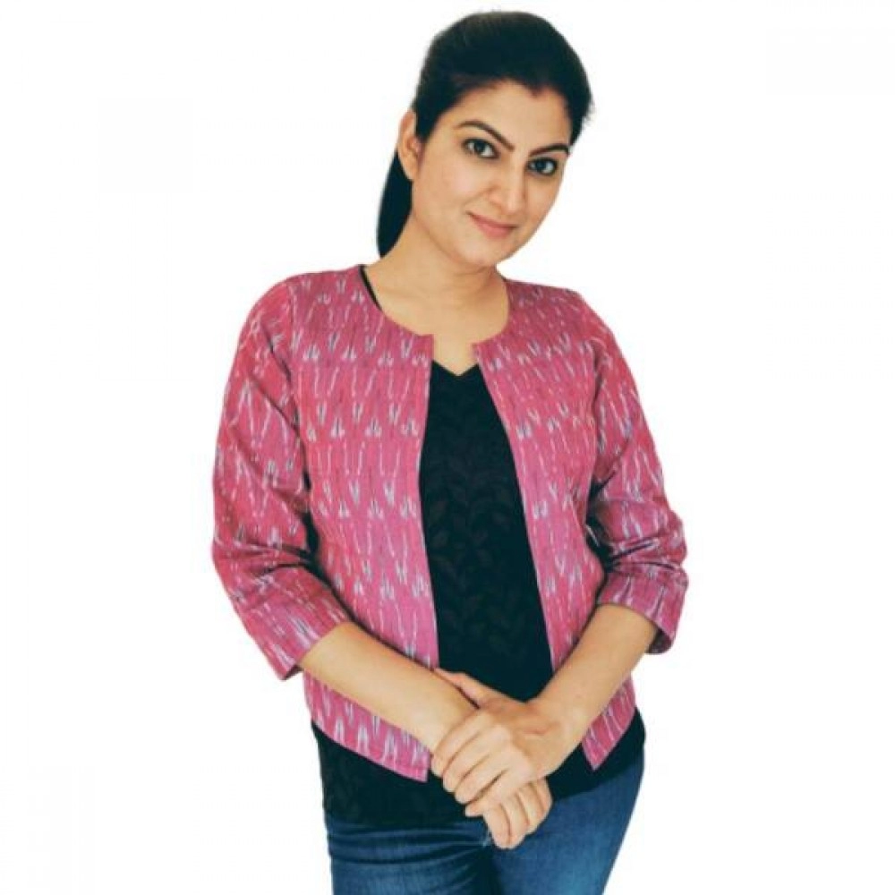 Aartyz Ikkat Cotton Pink Jacket