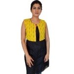 Aartyz Kalamkari Cotton Yellow half Jacket