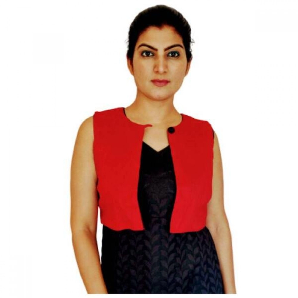 Aartyz Kalamkari Cotton Half Red Jacket