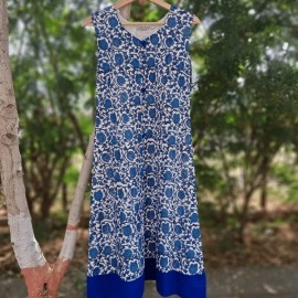 Aartyz Hand Block Printed Light Blue Cotton Kurti