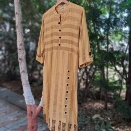 Aartyz Hand Block Printed Kurti | Mustard