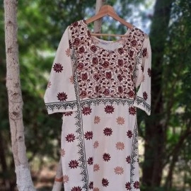 Aartyz Hand Block Printed Kurti | Off White