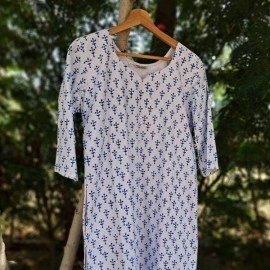 Aartyz Hand Block Printed Kurti | White