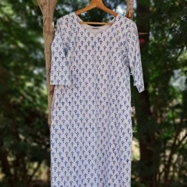 Aartyz Hand Block Printed Kurti | White