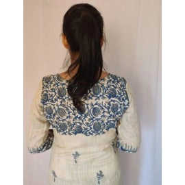 Aartyz Hand Crafted Designer Kurti with Boat Neck | Cream