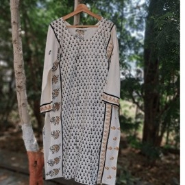 Aartyz Hand Block Printed Kurti | Off White